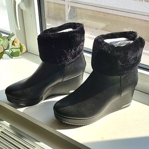 DKNY Fur Trim Black Boots
